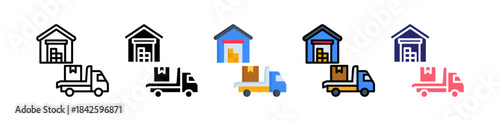 Distribution Center Multiple Style Icon Set Collection. 
