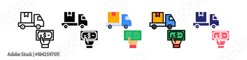 Shipping Cost Multiple Style Icon Set Collection. 
