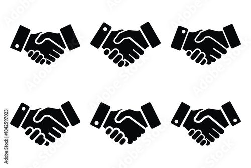 Set of handshake icon silhouette vector art illustration