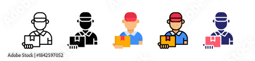 Delivery Courier Multiple Style Icon Set Collection. 