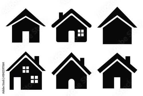 Set of home icon silhouette vector art illustration
