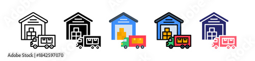 Shipping Dock Multiple Style Icon Set Collection. 