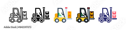 Forklift Multiple Style Icon Set Collection. 