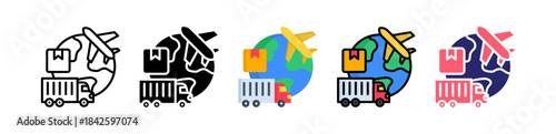 Global Logistics Multiple Style Icon Set Collection. 