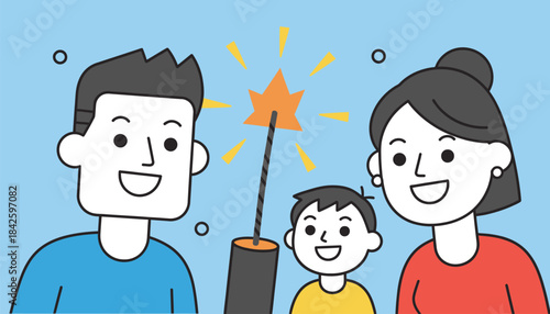 A closeup of a firework being ignited revealing the anticipation and excitement etched on the faces of those nearby.