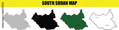 South Sudan dot map black halftone dotted map illustration vector, Vector style dotted map used for digital insights.