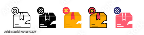 Damaged Package Multiple Style Icon Set Collection. 