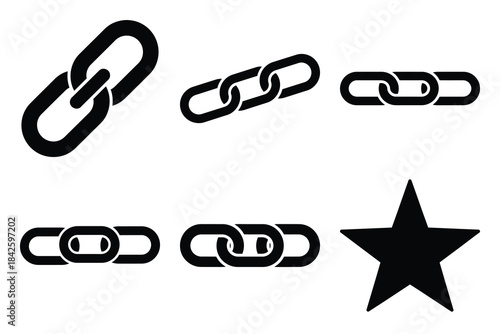 Set of link chain icon silhouette vector art illustration