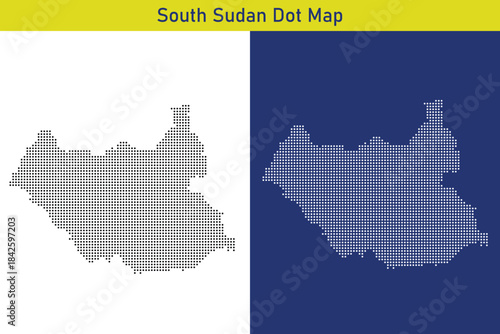 South Sudan dot map black halftone dotted map illustration vector, Vector style dotted map used for digital insights.