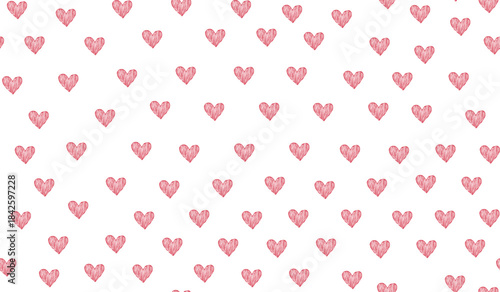 Hand drawn baby heart pattern.Red and white, newborn baby dresses, baby gift poster and background