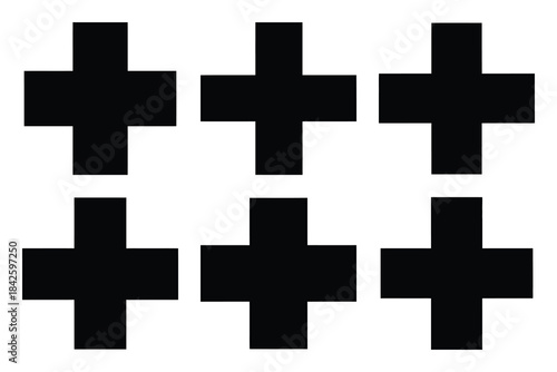 Set of medical cross icon silhouette vector art illustration