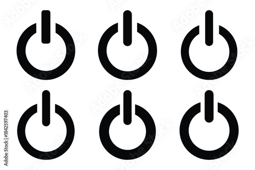 Set of power button icon silhouette vector art illustration
