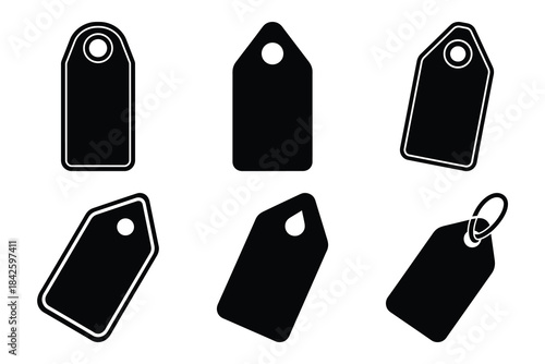Set of price tag icon silhouette vector art illustration
