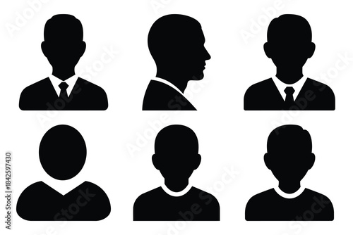 Set of profile avatar icon silhouette vector art illustration