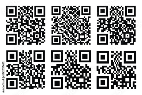 Set of qr code icon silhouette vector art illustration