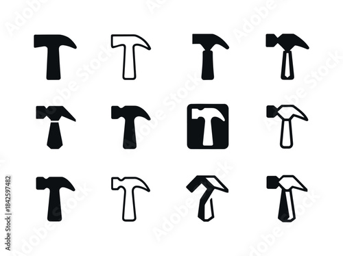 DIY Hammer Logo Set. DIY projects. Icon set. Set Logo of DIY pro
