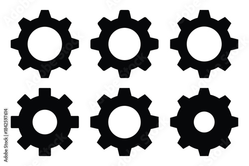 Set of settings gear icon silhouette vector art illustration