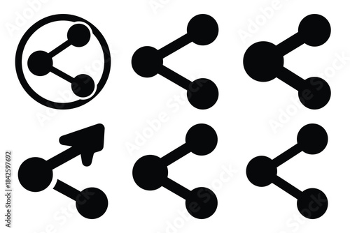 Set of share icon silhouette vector art illustration