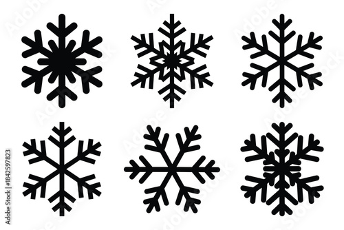 Set of snowflake icon silhouette vector art illustration