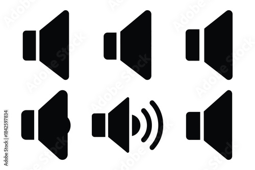 Set of speaker icon silhouette vector art illustration