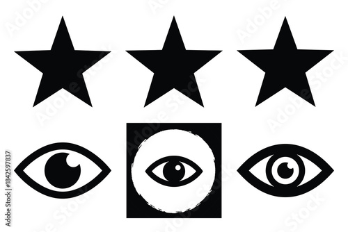 Set of star icon silhouette vector art illustration