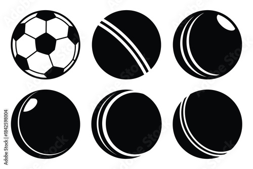 Set of toys ball icon silhouette vector art illustration