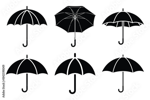 Set of umbrella icon silhouette vector art illustration