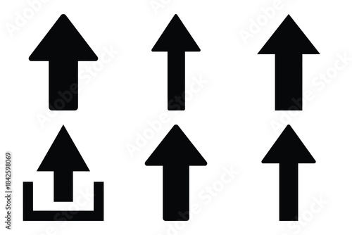 Set of upload arrow icon silhouette vector art illustration