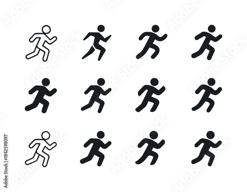 Running Icon Variations. person running. Icon set. Set Logo of p