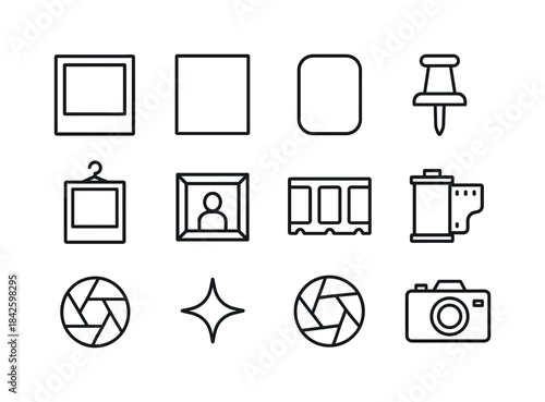 Retro Photography Icons. Retro photo icons. Line icon set of ret