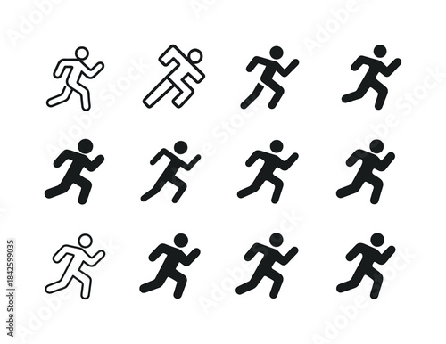 Running Icon Variations. person running. Icon set. Set Logo of p