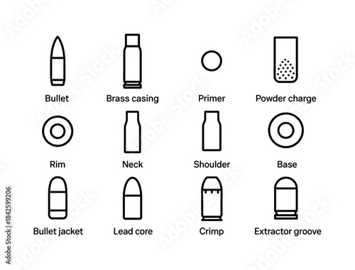 Cartridge Component Icons. Cartridge Components. Line icon set o