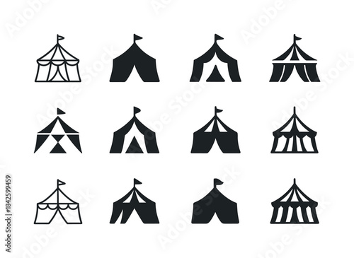 Circus Tent Logos. Circus tent. Icon set. Set Logo of circus ten