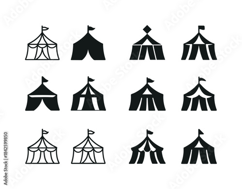 Circus Tent Logos. Circus tent. Icon set. Set Logo of circus ten