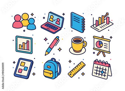 Project Collaboration Icons. Project Collaboration. Colorful iso