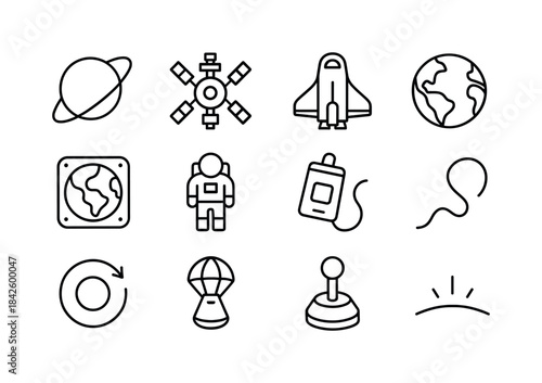 Orbital Tourism Icons. Orbital Tourism. Line icon set of Orbital
