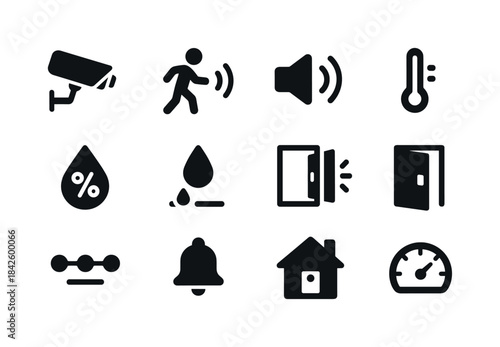 Home Monitoring Icons. Home monitoring. Solid icon set of Home m