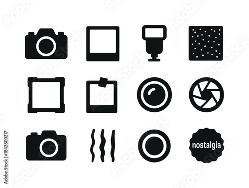 Photography Nostalgia Icons. Photography nostalgia. Solid icon s