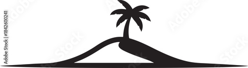 Tropical Beach Wave with Palm Tree Silhouette Vector Design