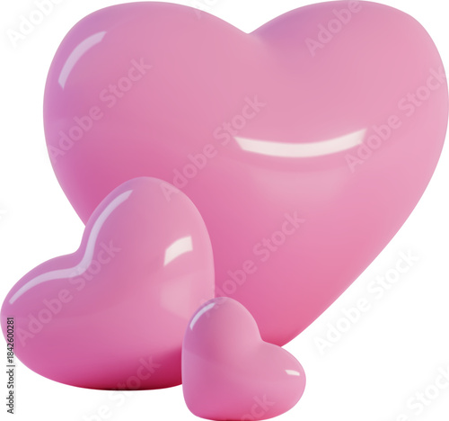 Pink 3d Hearts