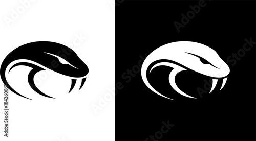 Aggressive Snake Head Side View Vector Logo. Tribal Cobra Mascot Illustration. Fast and Powerful Reptile Symbol for Esports Team, Tattoo, and Branding Identity.