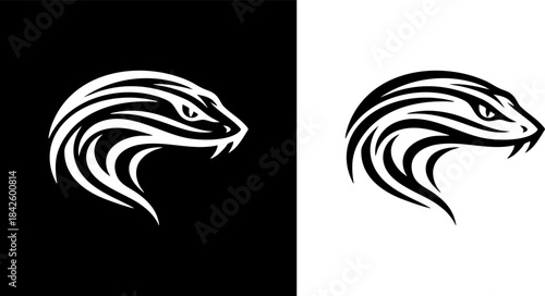 Minimalist Green Cobra Head Vector Logo. Geometric Line Art Snake Inside Circle Icon. Modern Venomous Reptile Symbol for Nature Branding, Identity, and Badge.