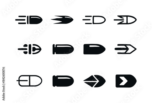 Bullet Icon Variations. Bullet. Icon set. Set Logo of Bullet: bu