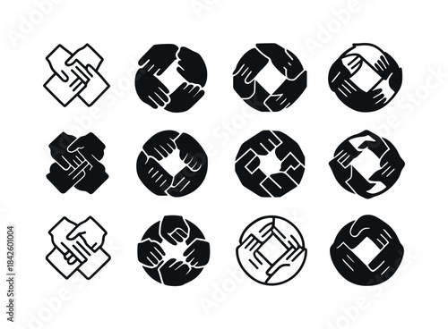 Charity Gathering Icons. Organizing a charity gathering with fri