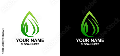 Green Leaf Droplet Logo Symbol for Nature, Eco, Sustainability, Fresh Growth, and Environmental Awareness Branding