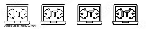 Laptop Code  Icon Set Different Style Collection