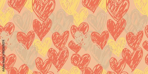 Hand-drawn heart pattern in warm tones, perfect for romantic and celebratory designs