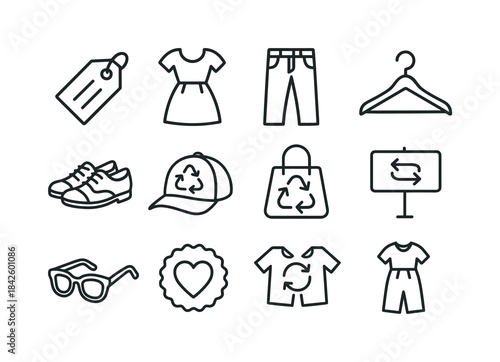 Secondhand Icon Set. Secondhand style. Line icon set of secondha