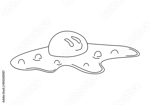 Groovy psychedelic morning fried egg with trippy face on yolk vector illustration