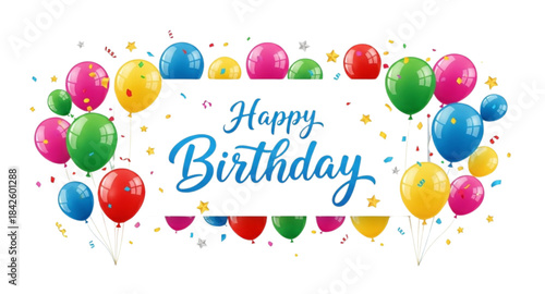 happy birthday card with balloons